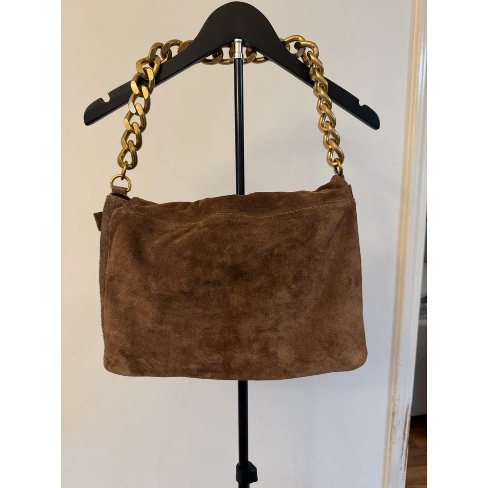 Viola Castanelli Brown Suede Leather Shoulder Bag Purse